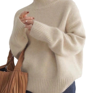 Pull-over en tricot polyvalent à col haut épaissi pour femmes, style <span class=keywords><strong>d</strong></span>écontracté, pour l'automne et l'hiver - Product Image 5