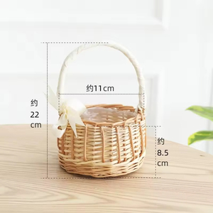 Bolsa de almacenamiento colgante de ratán Natural hecha a mano, cesta de <span class=keywords><strong>flores</strong></span> tejidas, <span class=keywords><strong>flores</strong></span> artificiales, <span class=keywords><strong>arreglos</strong></span> de regalo, decoración del hogar, ropa - Product Image 2