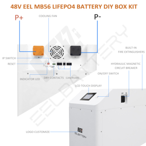 Paquete de Baterías Verticales EEL 32KWH MB56 con Celdas EVE MB56 LiFePO4 628Ah de Grado A y BMS con Inversor JK 300A para Almacenamiento de Energía - Product Image 4