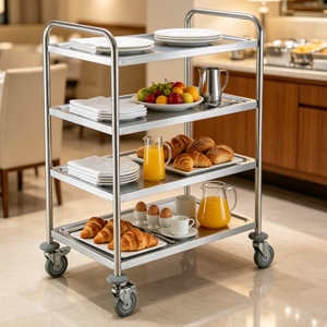 Carrito de Servicio de Acero Inoxidable de 4 Niveles, Resistente, con Ruedas, para Hospitales, Restaurantes, Cocinas y Laboratorios - Product Image 1