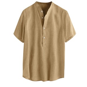QFZ2919 - Camisa Holgada Informal de Color Sólido para Hombre - Product Image 5