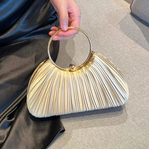 Nouvelle Pochette de Soirée Classique Premium en Polyester à Volants, Forme Cercle, Sac à Bandoulière ou Sac Croisé pour Fête - Product Image 3