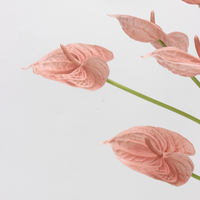 Bunga Anthurium Hijau Artificial PU Real Touch Tangkai Tunggal Bunga Flamingo Palsu untuk Dekorasi Rangkaian Bunga Pernikahan dan Rumah