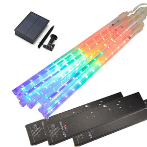 Lumières LED d'extérieur pluie de météores solaires lumières de sept couleurs vacances décoration de cour de Noël lampes suspendues d'arbre - Product Image 5