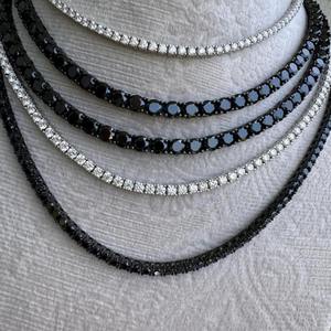 สร้อยคอเทนนิสเงิน สร้อยคอเงินสไตล์มินิมอลประดับเพชร สร้อยคอเงินสำหรับใส่ทุกวัน สร้อยคอเงิน - Product Image 4