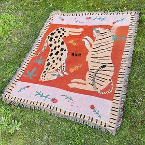 Manta de Camping Personalizada de Polialgodón con Patrón Geométrico para Exteriores, Tapete de Picnic, Cubre Sofá, Tapiz para Cabecera de Cama y Toalla - Product Image 1