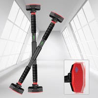 Barre de gymnastique horizontale en acier inoxydable CW PLB14 pour porte, installation facile, barre de traction pour porte, rouge + noir, capacité 200 kg