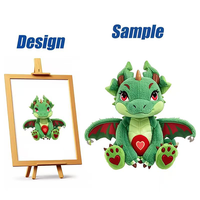 Peluche Dragon Vert Personnalisée OEM Fabricant de Peluche Personnalisée Draft Peluche Dragon Vert Sur Mesure avec Coeur