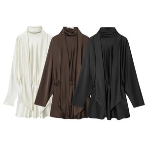 Vestidos Cortos Elegantes y Modernos para Mujer, con Textura Similar a la de la Seda y Adornados con Bufandas - Product Image 1