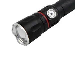 슈퍼 밝은 긴 던지기 강력한 블랙 충전기 포켓 줌 USB 충전식 COB T6 LED 플래시 라이트