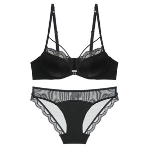 ชุดชั้นในลูกไม้บางเฉียบแบบเซ็กซี่  ไซส์ใหญ่  แบบติดตะขอหน้า  ยกทรงดันทรง  พร้อมกางเกงใน สำหรับผู้หญิง - Product Image 1