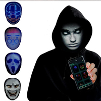 Masque de fête LED pleine couleur en PVC, programmable via application Bluetooth, taille adulte, pour Halloween, Noël, cosplay, 2074 LED, 2000 mAh