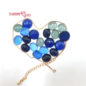 Hot Koop Flat Schaakbord Cut Glas Blauw Kleur Synthetische Spinel Edelstenen Voor Sieraden