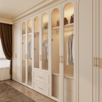 Armoire en stratifié Aige Home Furniture Manufacturer avec poignée, panneau de porte en verre PVC, placards en contreplaqué/MDF