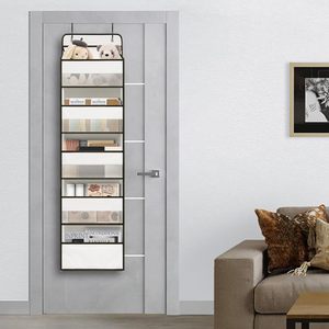 Organisateur blanc à suspendre derrière la porte, 5 grandes poches transparentes, 6 poches latérales en maille, rangement suspendu anti-basculement pour derrière les portes et les murs - Product Image 3