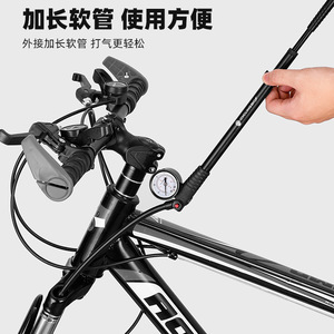 Cyclingbox <b>Bicycle</b> Pump 300Psi Aluminum With Gauge For <b>Fork</b> Shock Tire - Product Image 5