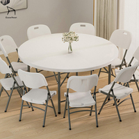 Table ronde pliable en plastique EaseNeat pour 10 personnes, idéale pour le camping et les barbecues en plein air