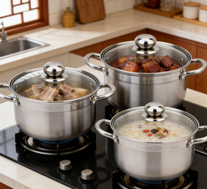 Casserole en acier inoxydable <span class=keywords><strong>Fissler</strong></span> 304, fabrication indienne, vente en gros, 6 pièces, ensemble de cuisine de qualité supérieure, casseroles à soupe et à bouillon - Product Image 4