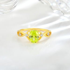 خاتم من الأحجار الكريمة الطبيعية مطلي بالذهب عيار 18 قيراطًا بالفضة الإسترليني 925 بيضاوي الشكل وخضراء اللون - Product Image 5