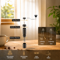 Moulin à café manuel en gros, triple roulement, meule en acier inoxydable 420, poignée ergonomique, économie d'effort, fournisseur direct d'usine en gros