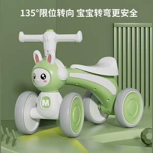 Bicicleta de equilibrio de cuatro ruedas M Kids de 12 pulgadas con marco de plástico para niños de 1 a 3 años, bicicleta sin pedales con diseño de conejo. - Product Image 2