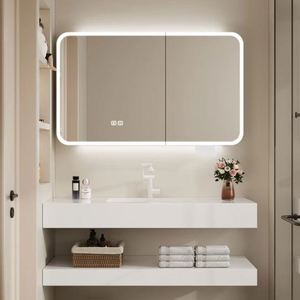 Matte Marble Countertop Bathroom Cabinets Wood Modern Design Single Sink Bathroom Vanities with Mirror - Product Image 4