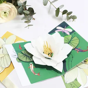 2024 Día DE LA MADRE Día de San Valentín Nuevo producto Creativo 3D Pop Up Tarjetas de felicitación con flor/mariposa Tarjeta de felicitación 3D personalizada