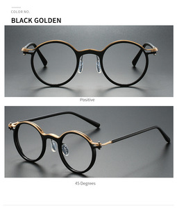 Cổ điển Vòng Mắt kính <span class=keywords><strong>Frames</strong></span> cho người phụ nữ người đàn ông màu xanh chặn lens Eyewear đọc sách cổ điển Kính mắt quang học kim loại kính - Product Image 6