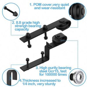 Porte de grange pliante en bois massif de haute qualité WEKIS, design moderne, noir mat, capacité de 200 lb, garantie de 3 ans, isolation acoustique latérale - Product Image 3