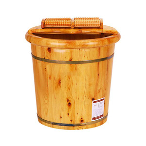 Bassin de pédicure bureau à domicile en bois pied spa baignoire seau bassin de pédicure avec rouleau masseur de pieds et couvercle - Product Image 1