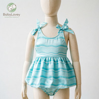 Robe de bain sans manches en soie de lait écologique Babylovey avec logo personnalisé et short pour filles, idéale pour l'été, avec nœud papillon