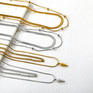 Collares con Colgante de Moda, Acero Inoxidable, Diseño de Doble Capa con Puntas, Unisex, Uso Diario, Estilo Geométrico, Joyería Hip Hop - Product Image 1