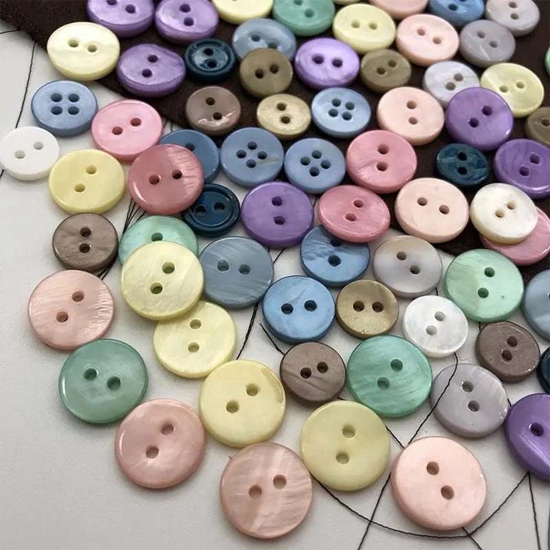 10MM 12.5MM 15MM Button Mother of Natural Pearl Shell Two Hole Shirt Buttons Multi Color Wholesale