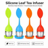 Infuseur à thé réutilisable en silicone vintage sans BPA avec poignée et filtre en acier inoxydable pour thé en vrac ou thé aux herbes