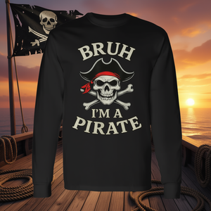 T-shirt à manches longues unisexe pour adulte, col rond, motif imprimé numérique, bandana tête de mort de pirate, aventure - Product Image 3