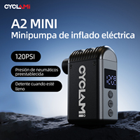 CYCLAMI A2 Mini Pompe à air électrique en aluminium portable sans fil pour vélo avec affichage numérique, compatible valves Presta et Schrader, pour l'extérieur