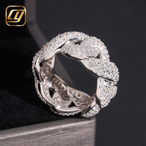 Anillo de Plata de Ley con Baño de Rodio y Cadena Cubana con Diamantes Cultivados en Laboratorio, Estilo Hip Hop, para Mujer, Marca CHOYUE - Product Image 2