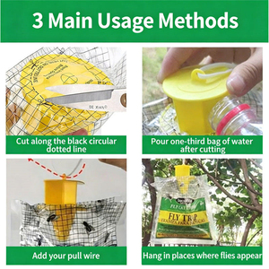 Piège à mouches jetable résistant aux intempéries, sac attrape-mouches à suspendre pour l'extérieur, pour jardin et verger - Product Image 4
