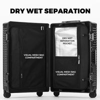 Supplier Pabrik Koper Aluminium Trolley Case 20/24 inci, Bukaan Depan, Bagasi Perjalanan dengan Kunci TSA, Elite Bisnis
