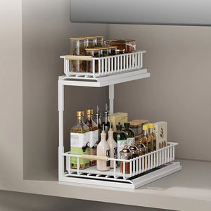 Organisateurs extractibles sous l'évier avec <span class=keywords><strong>panier</strong></span> <span class=keywords><strong>coulissant</strong></span> porte-bouteille d'épices tiroir <span class=keywords><strong>coulissant</strong></span> organisateur d'évier - Product Image 3