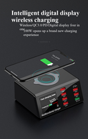 Chargeur USB X9 6 ports 100W avec écran couleur, charge sans fil 10W pour iPhone/iPad/téléphone portable/ordinateurs portables