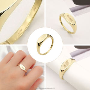 Echter Siegelring aus 14K massivem <span class=keywords><strong>Gold</strong></span>, minimalistisch, Inspiration, Freundschaft, echter 14-Karat-Goldring für Herren, Goldringe für Damen - Product Image 2