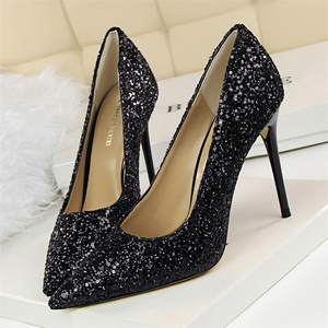 Nouvelles Chaussures de Créateur 2025 – Escarpins à Talons Aiguilles en Tissu Pailleté pour Femmes - Product Image 2