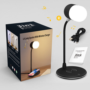 <span class=keywords><strong>Lampe</strong></span> de table sans fil avec haut-parleur LED pour bureau, chambre à coucher, <span class=keywords><strong>lampe</strong></span> de lecture avec chargeur de téléphone - Product Image 5