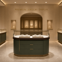 Vitrine de présentation de bijoux écologique personnalisée avec éclairage LED, en verre, bois et acier inoxydable, durable, pour exposition et vente au détail