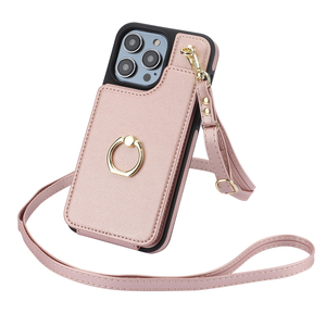 Custodia a portafoglio con supporto ad anello in pelle con tracolla per <span class=keywords><strong>iPhone</strong></span> 15/15 Pro/15 Pro Max borsa per cellulare <span class=keywords><strong>viola</strong></span> <span class=keywords><strong>scuro</strong></span> - Product Image 6