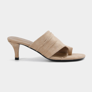 Za2025, novedad de verano, Sandalias de tacón de aguja altas para mujer, Tanga con punta de gamuza, Tanga sin cordones con espalda abierta, Tanga para exteriores para mujer - Product Image 3