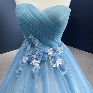 Rsm66290-1 Vestido de Novia Elegante Azul de Encaje Bordado de Alta Calidad y Económico - Product Image 4