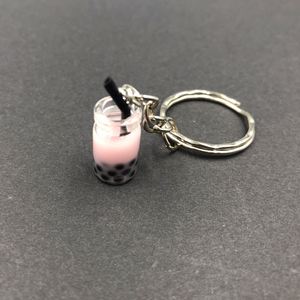 New Women/Men's Fashion Handmade Pearl Milk Tea Coffee Cup <b>Key</b> <b>Chains</b> <b>Key</b> Rings Alloy Charms Gifts - Product Image 6