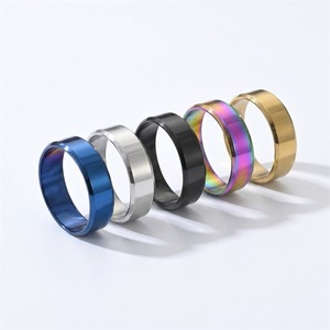 <b>Titanium</b> Steel <b>Ring</b> 7mm Double Beveled Mirror Finish Unisex Fashion Jewelry Gift - Product Image 1